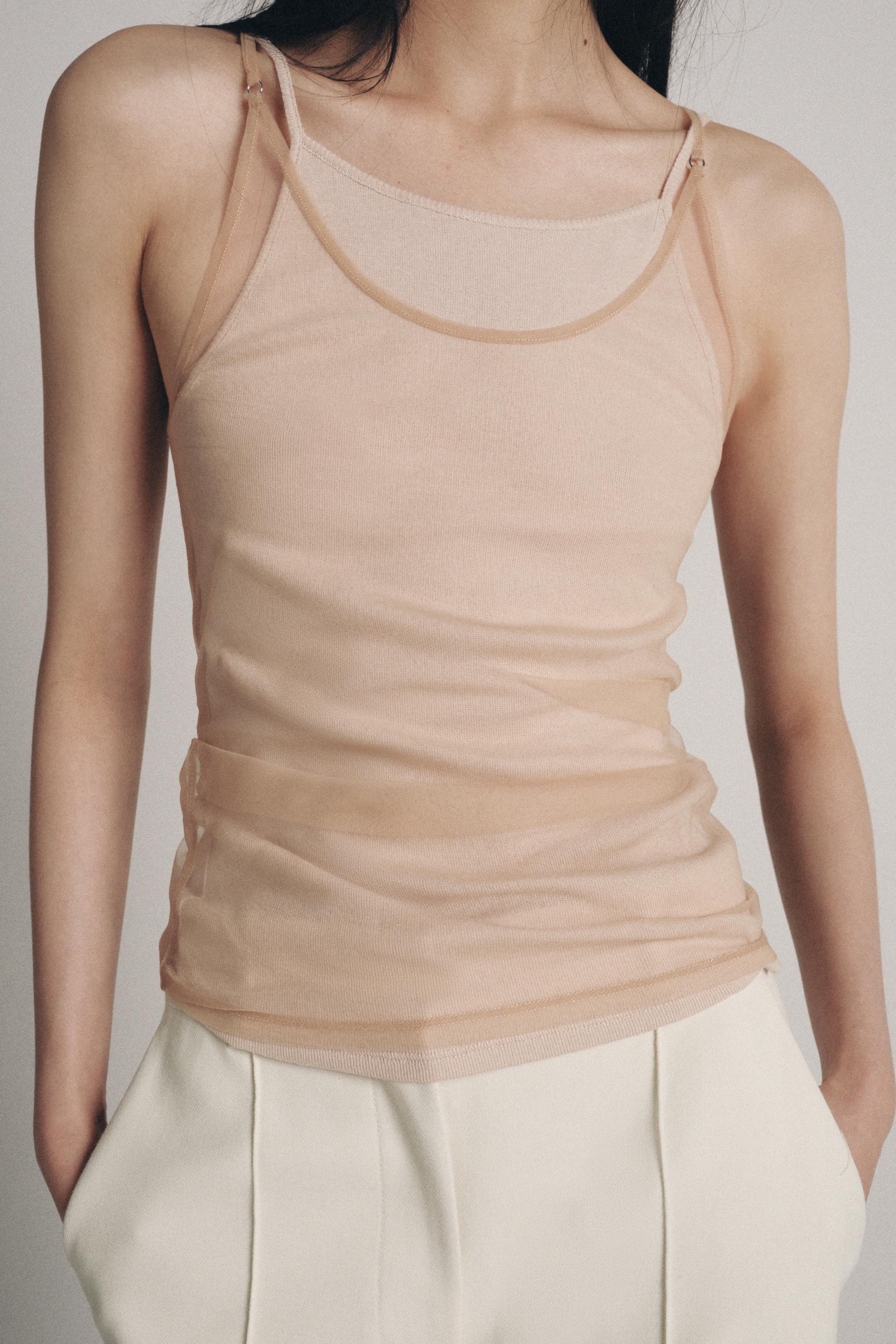 TOP HALTER EFFET DOUBLE TULLE